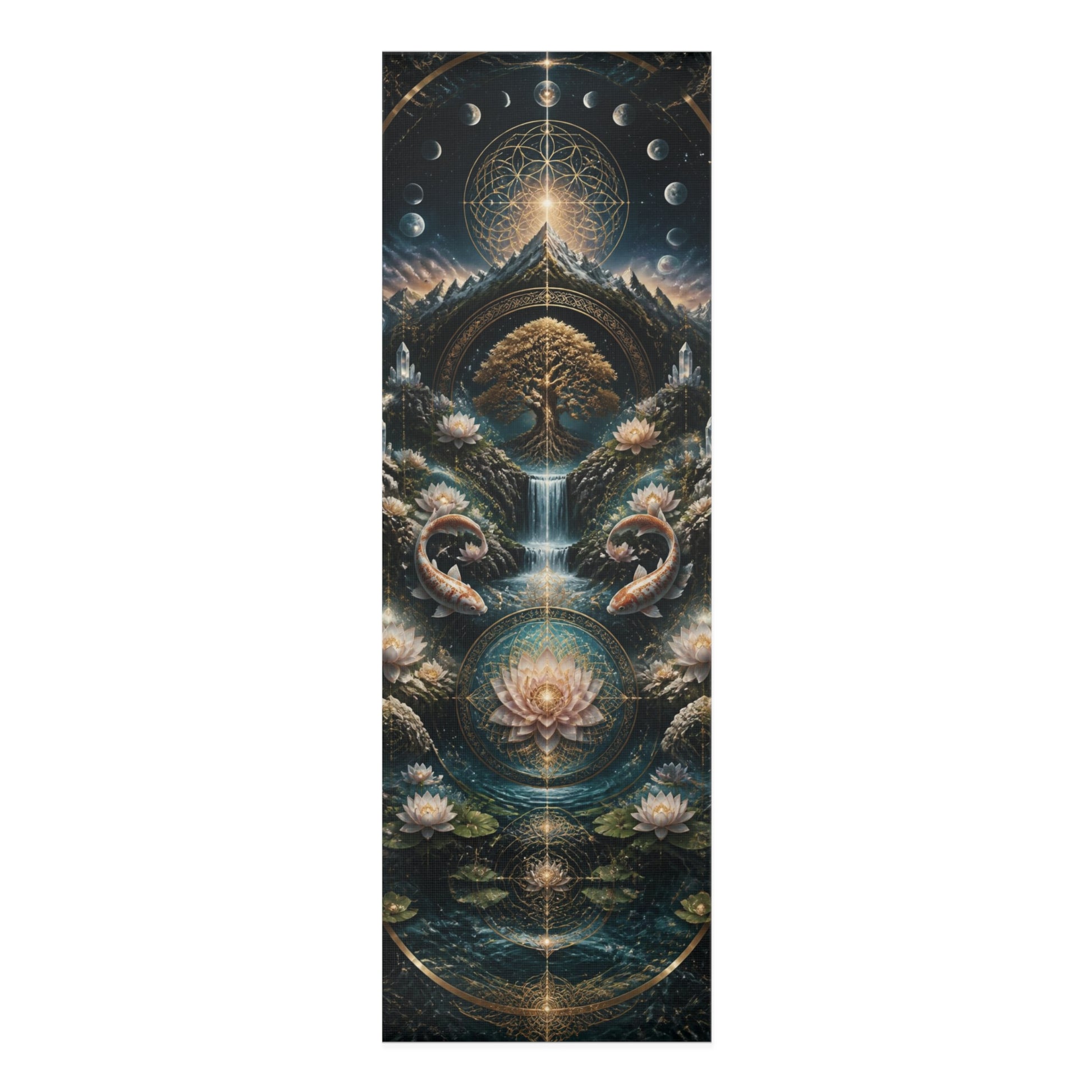 Sacred Geometry Lotus Tree Foam Yoga Mat | Cosmic Mandala Meditation Mat Printify