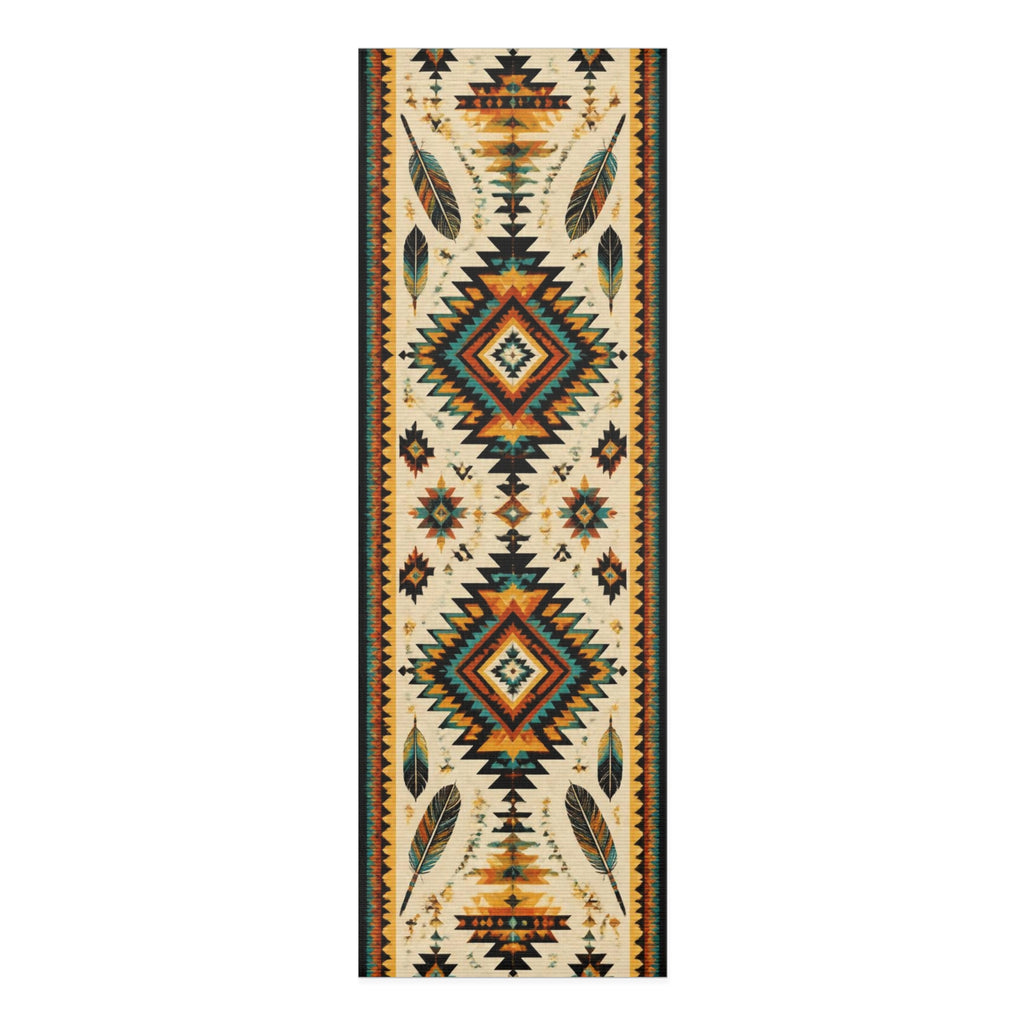 Southwestern Aztec Feather Pattern Foam Yoga Mat | Tribal Geometric Design Printify