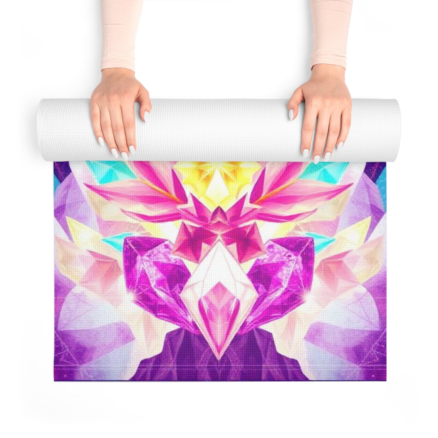 Crystal Lotus with Butterflies Foam Yoga Mat | Spiritual Chakra Design Printify