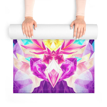 Crystal Lotus with Butterflies Foam Yoga Mat | Spiritual Chakra Design Printify