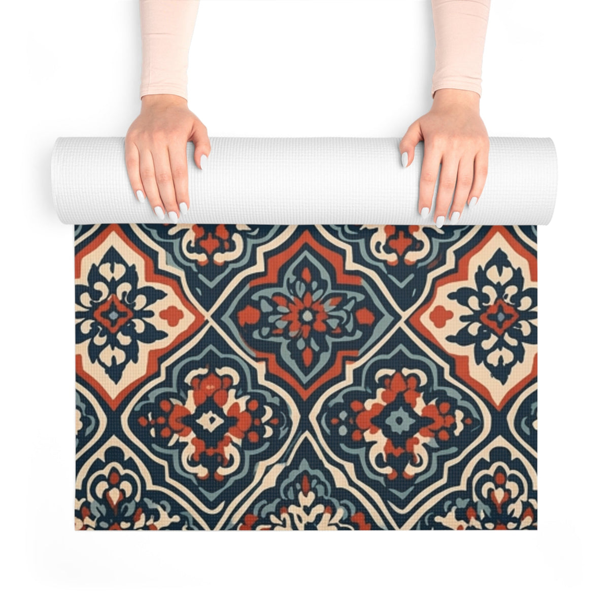 Moroccan Tile Pattern Foam Yoga Mat | Vintage Boho Mandala Design - Best Yoga Mats for Home Workouts