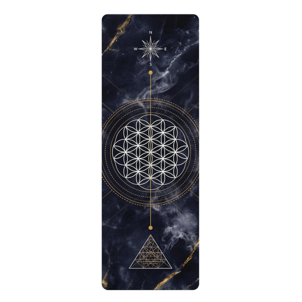 Sacred Geometry Flower of Life Rubber Yoga Mat | Mystic Marble Design