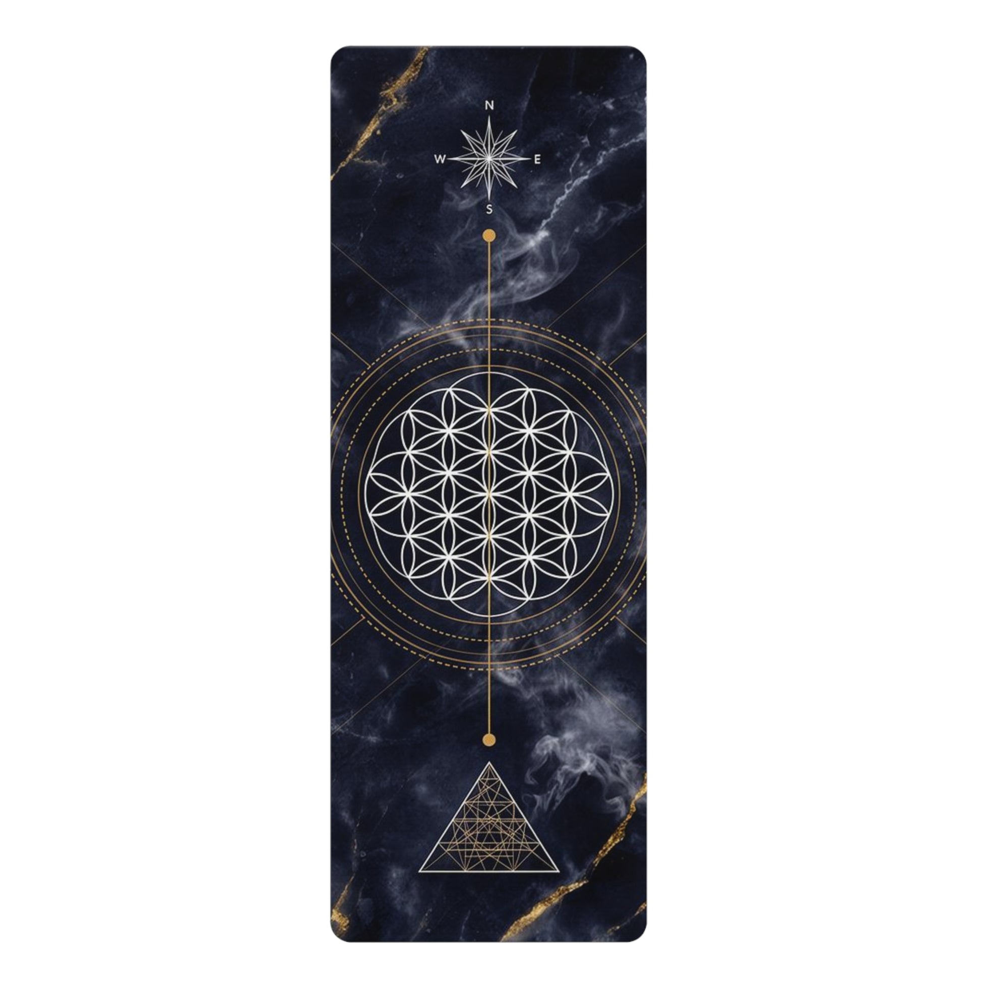 Sacred Geometry Flower of Life Rubber Yoga Mat | Mystic Marble Design - Best Yoga Mats for Home Workouts