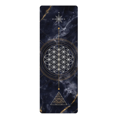 Sacred Geometry Flower of Life Rubber Yoga Mat | Mystic Marble Design - Best Yoga Mats for Home Workouts