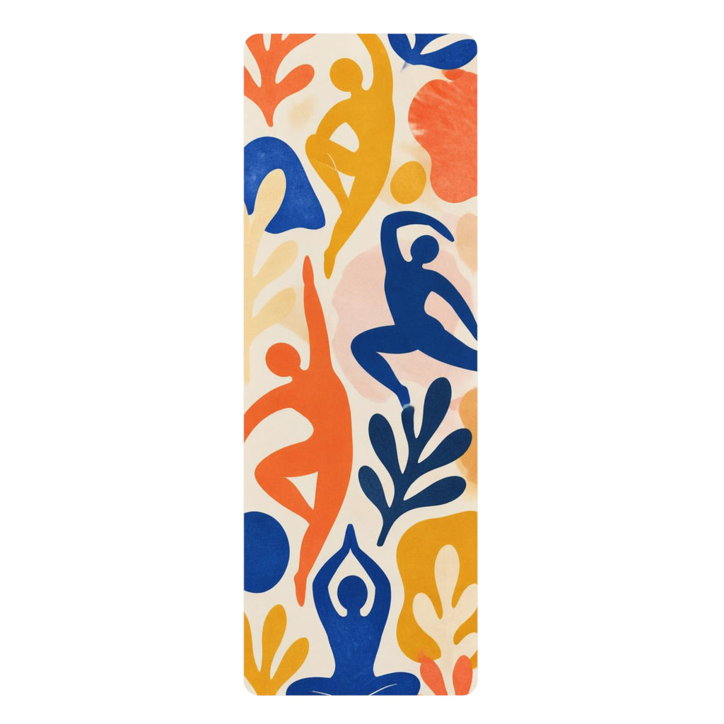 Abstract Yoga Silhouettes Rubber Yoga Mat | Colorful Flow Pattern Printify