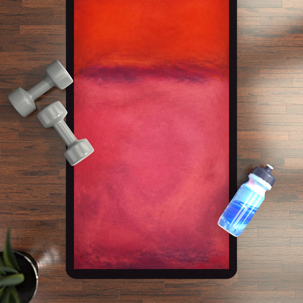 Abstract Watercolor Gradient Rubber Yoga Mat | Red Orange Pink Ombre Printify