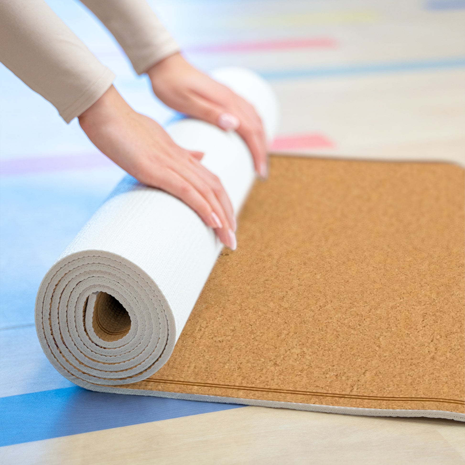 Sri Yantra Mandala Yoga Mat | Cork-Style Foam Alignment Mat Printify