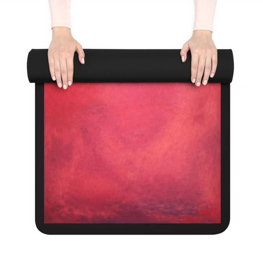 Abstract Watercolor Gradient Rubber Yoga Mat | Red Orange Pink Ombre Printify