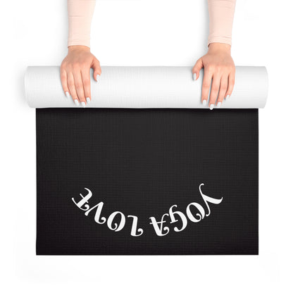 Yoga Love foam yoga mat | black mat with curved text - Best Yoga Mats for Home Workouts