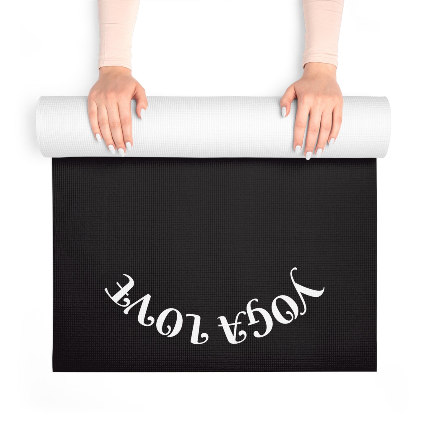 Yoga Love foam yoga mat | black mat with curved text - Best Yoga Mats for Home Workouts