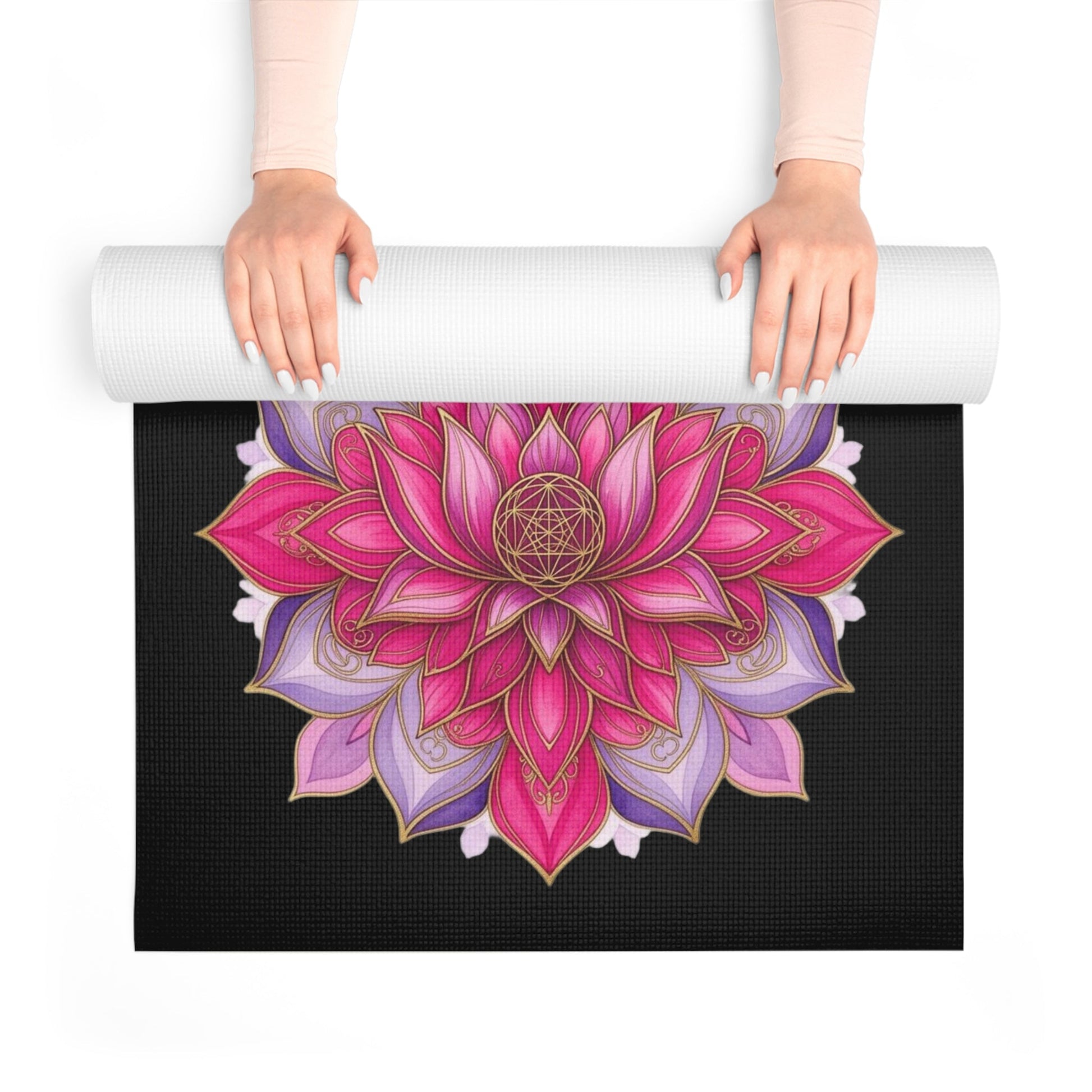 Lotus Bloom Yoga Mat | Inspirational Fitness Mat for Meditation, Pilates & Home Gym, Gift for Active Women - Best Yoga Mats for Home Workouts