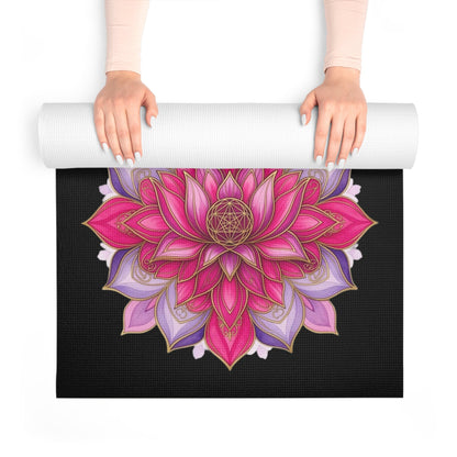 Lotus Bloom Yoga Mat | Inspirational Fitness Mat for Meditation, Pilates & Home Gym, Gift for Active Women - Best Yoga Mats for Home Workouts