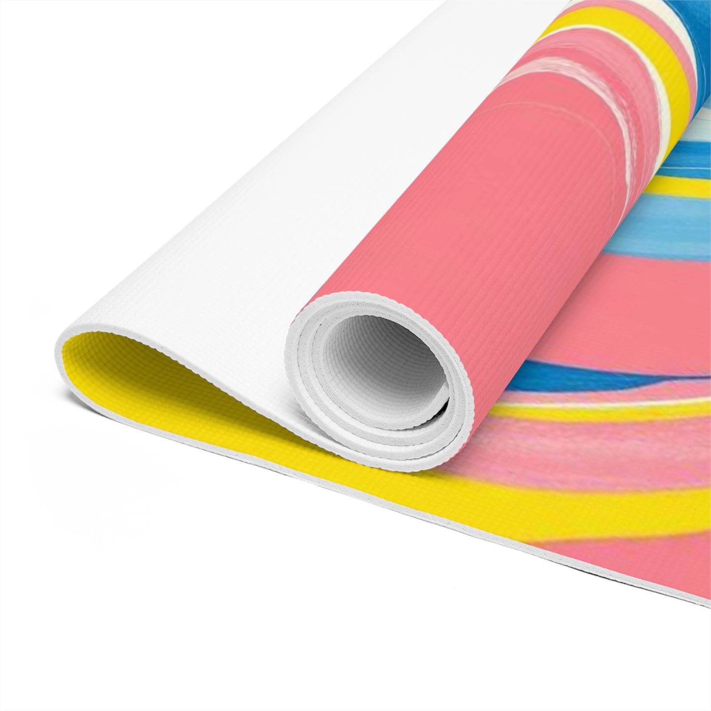 Colorful Marble Swirl Foam Yoga Mat | Abstract Pink Blue Yellow Pattern - Best Yoga Mats for Home Workouts
