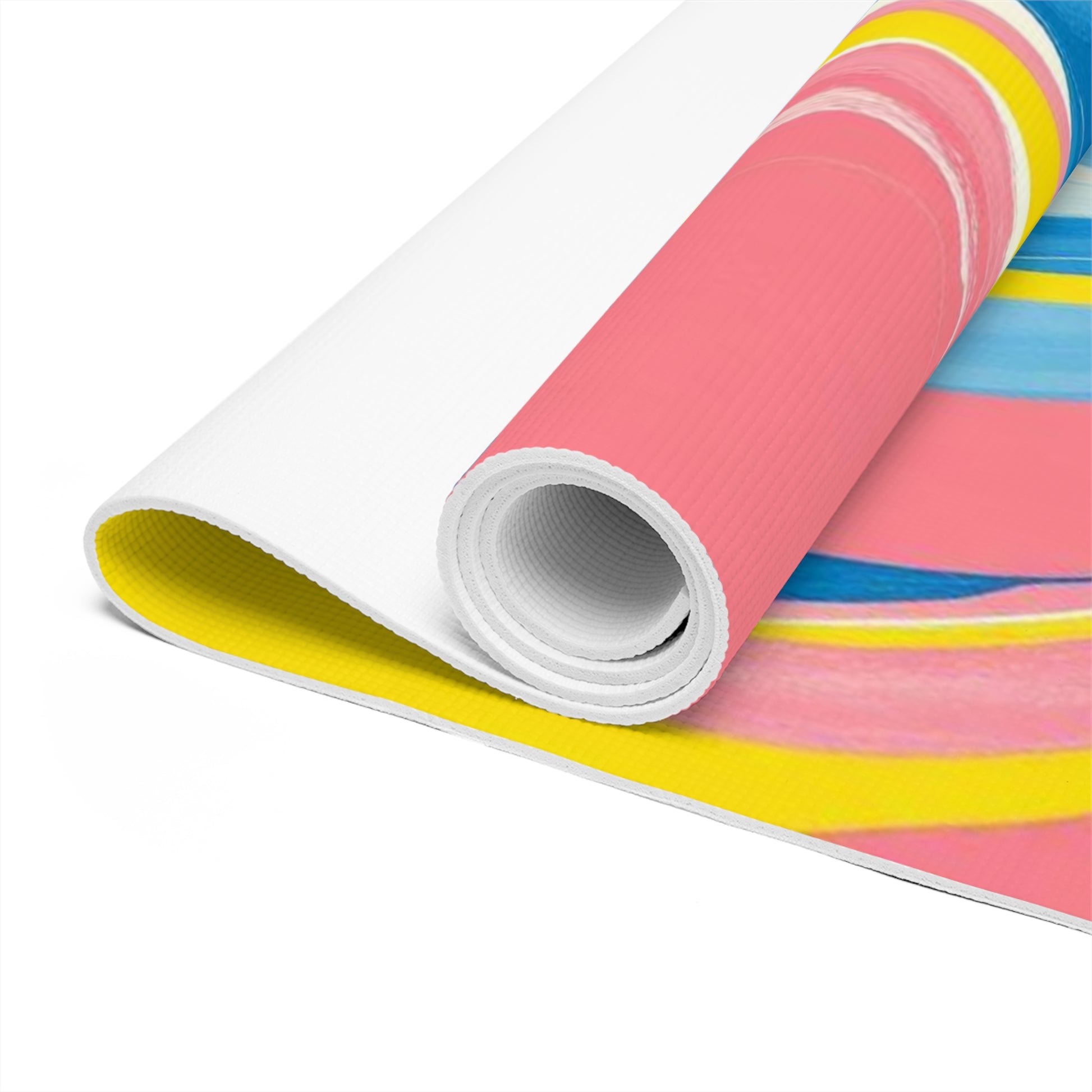 Colorful Marble Swirl Foam Yoga Mat | Abstract Pink Blue Yellow Pattern - Best Yoga Mats for Home Workouts