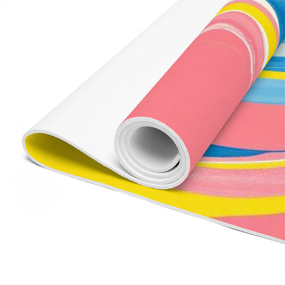 Colorful Marble Swirl Foam Yoga Mat | Abstract Pink Blue Yellow Pattern - Best Yoga Mats for Home Workouts