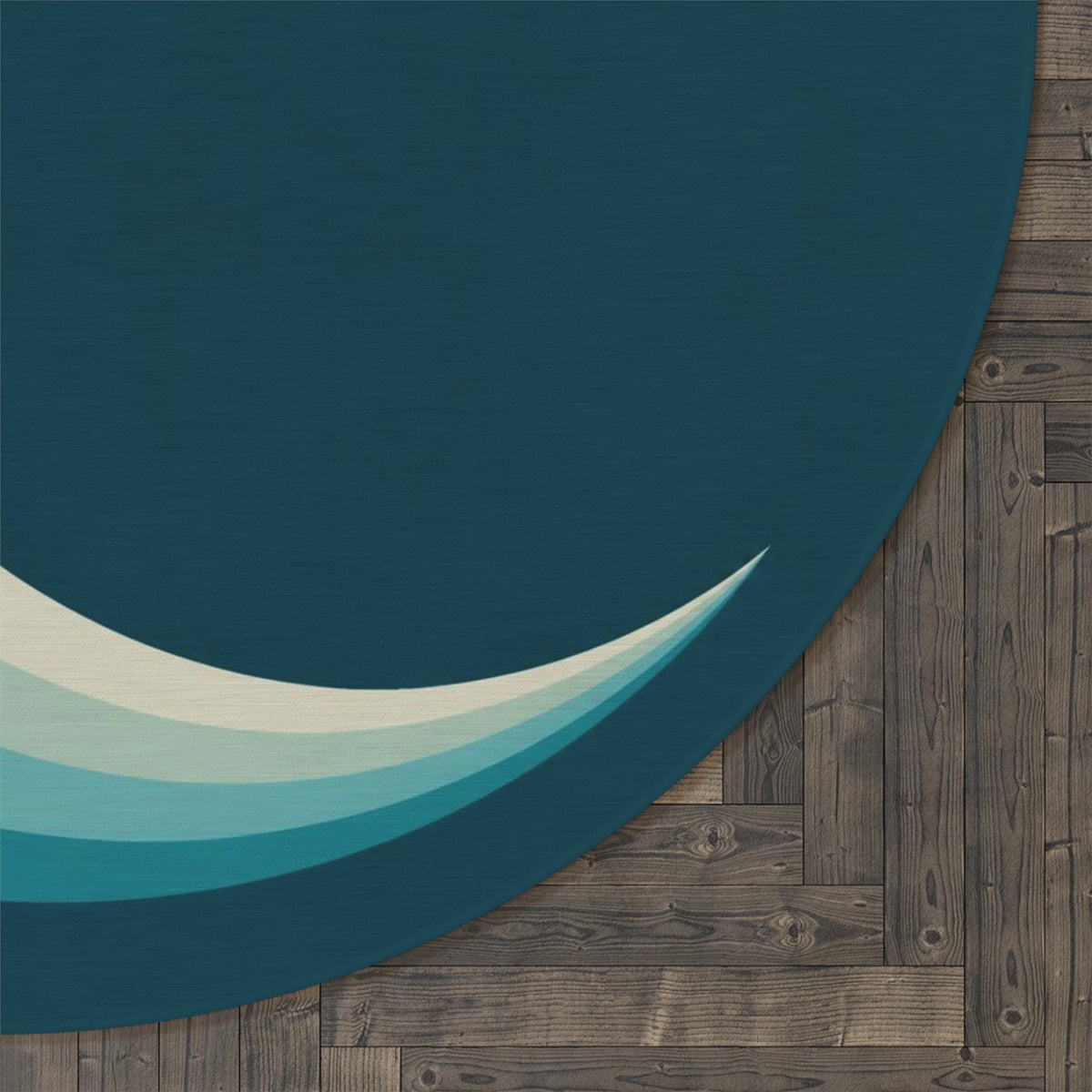 Teal Crescent Moon Round Rug | Retro Layered Moon Circle Rug Printify