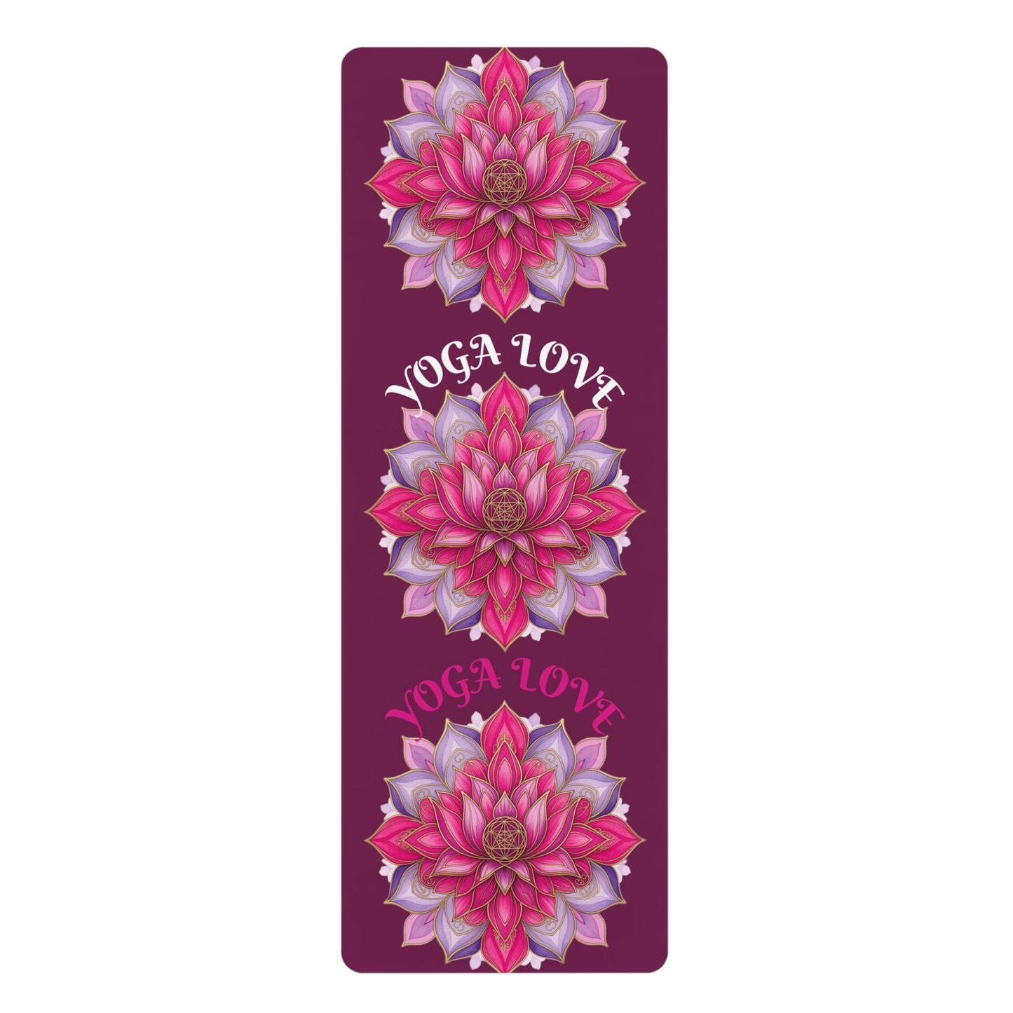 Pink Lotus Yoga Love Rubber Yoga Mat | Floral Meditation Mat - Best Yoga Mats for Home Workouts