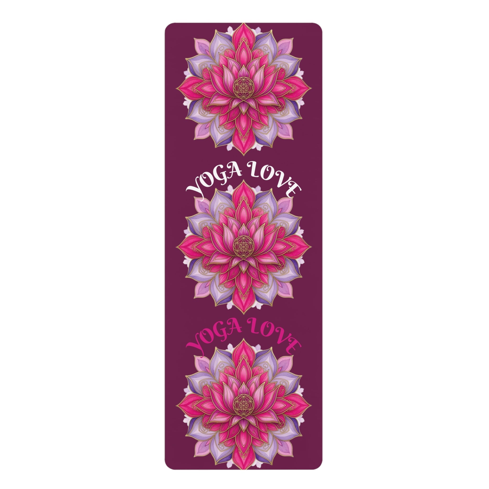 Pink Lotus Yoga Love Rubber Yoga Mat | Floral Meditation Mat Printify