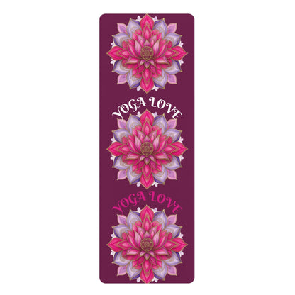 Pink Lotus Yoga Love Rubber Yoga Mat | Floral Meditation Mat - Best Yoga Mats for Home Workouts