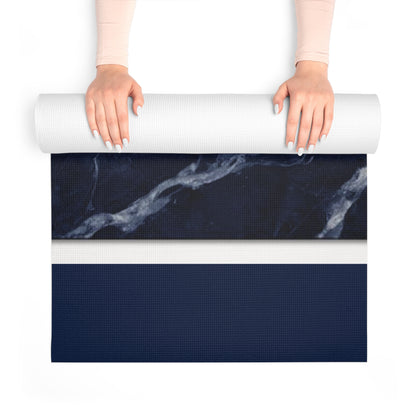 Flower of Life mandala Foam Yoga Mat | navy marble meditation mat - Best Yoga Mats for Home Workouts
