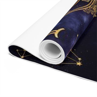 Zodiac constellation mandala foam yoga mat with astrological stars and galaxy pattern, ideal for home decor and yoga practice.