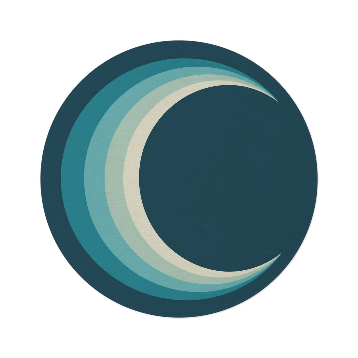 Teal Crescent Moon Round Rug | Retro Layered Moon Circle Rug Printify