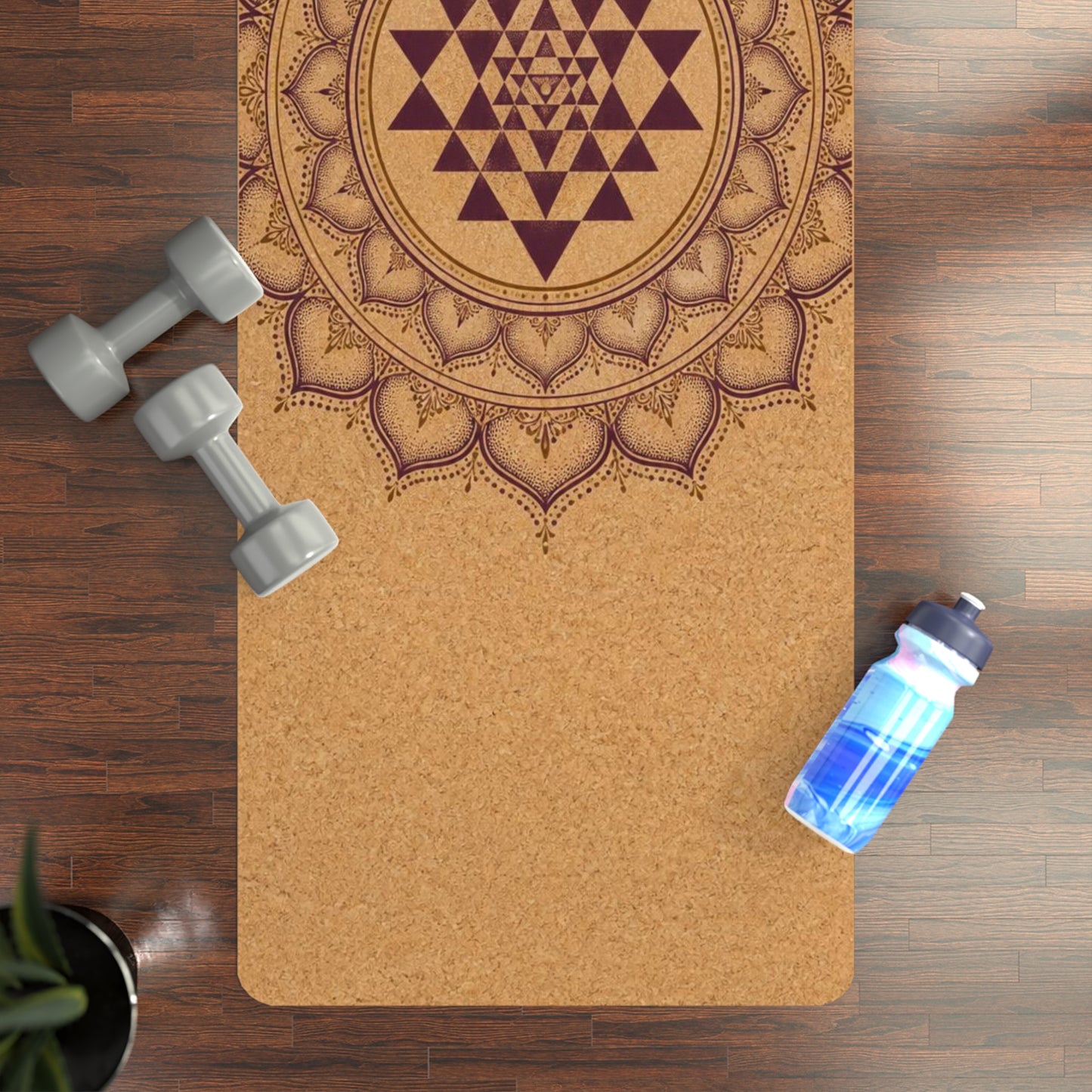 Sri Yantra Mandala Rubber Yoga Mat | Cork-Style Non-Slip Mat Printify