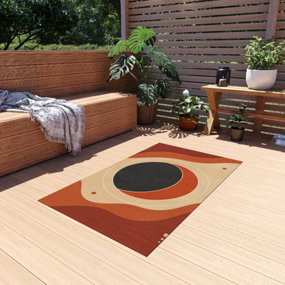 Abstract Retro Sunset Outdoor Rug | Mid Century Modern Patio Mat Printify