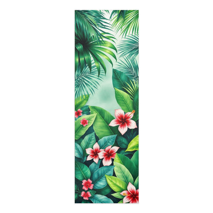 Tropical Hibiscus Floral Foam Yoga Mat | Green Leaf Paradise - Best Yoga Mats for Home Workouts