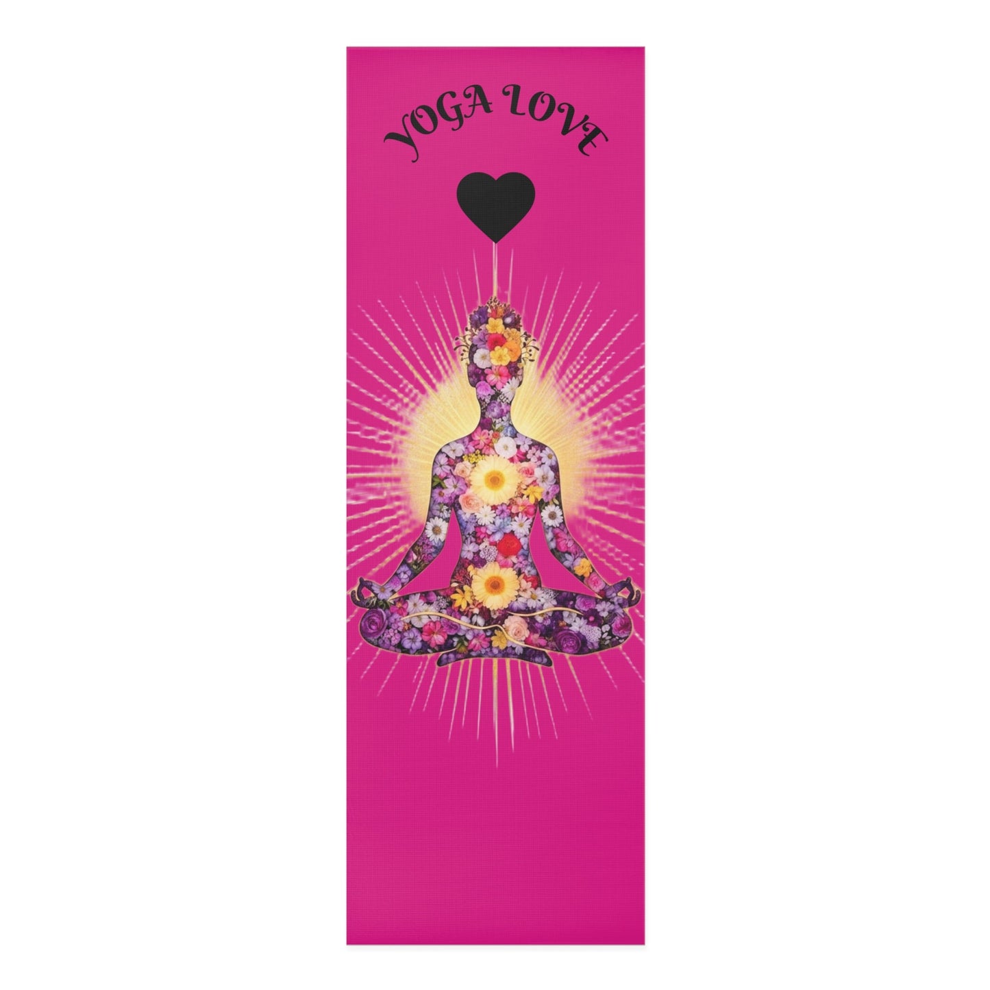 Floral Meditating Figure Yoga Love Foam Yoga Mat | Pink Chakra Design - Best Yoga Mats for Home Workouts