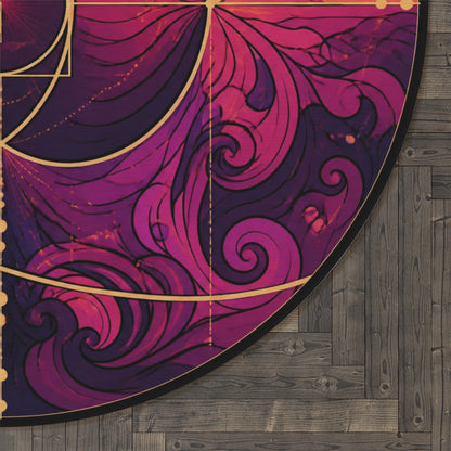 Enchanted Waterfall Fantasy Round Rug | Sunset Sacred Geometry Washable Floor Mat | Boho Mandala Living Room Decor | Non-Slip Printify