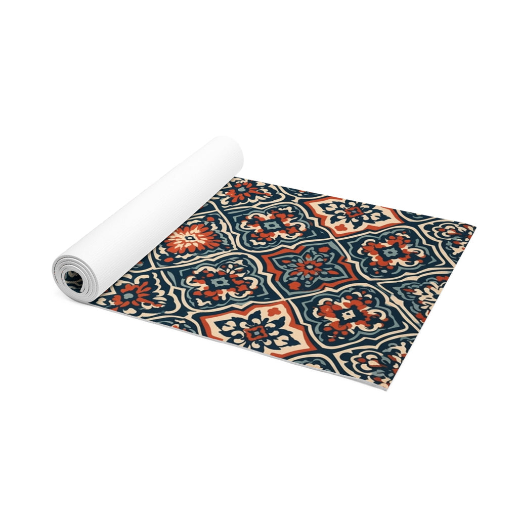 Moroccan Tile Pattern Foam Yoga Mat | Vintage Boho Mandala Design Printify