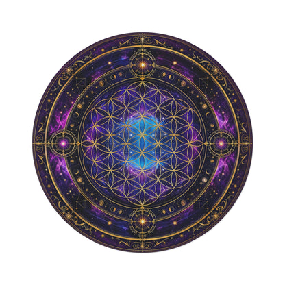 Round Mandala Area Rug, Celestial Boho Floor Mat, Sacred Geometry Home Decor, Meditation Rug, Bedroom Accent, Yoga Studio Decor Printify