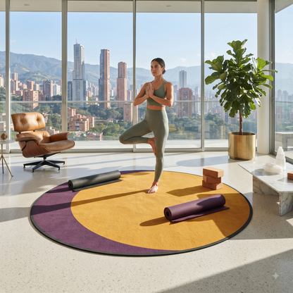 Abstract Crescent Moon Round Rug | Modern Minimalist Floor Mat Printify