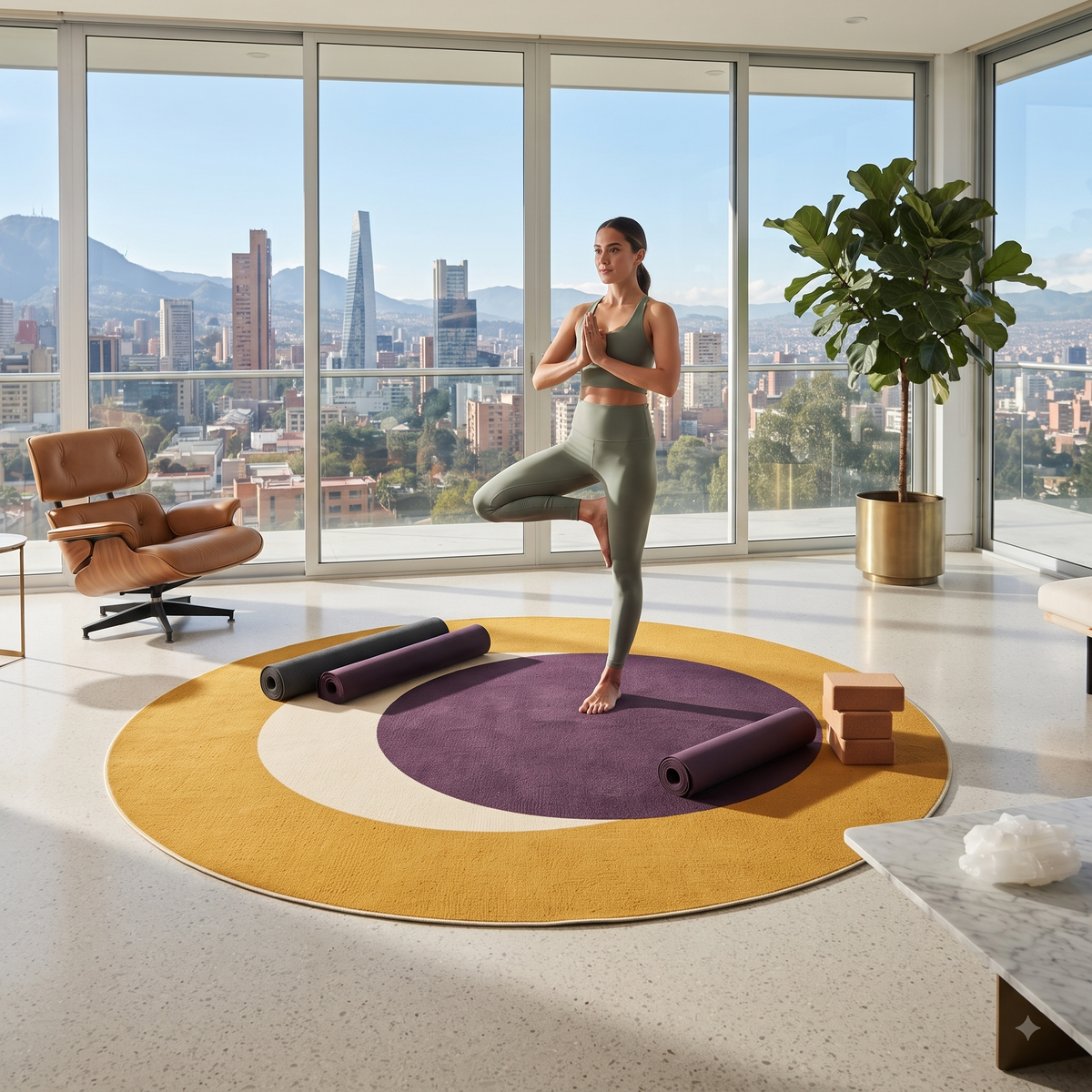 Crescent Moon Graphic Round Rug | Mid Century Modern Earthtones Printify