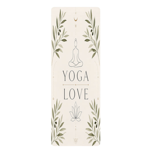 Yoga Love lotus meditation design Rubber Mat | botanical yoga mat - Best Yoga Mats for Home Workouts
