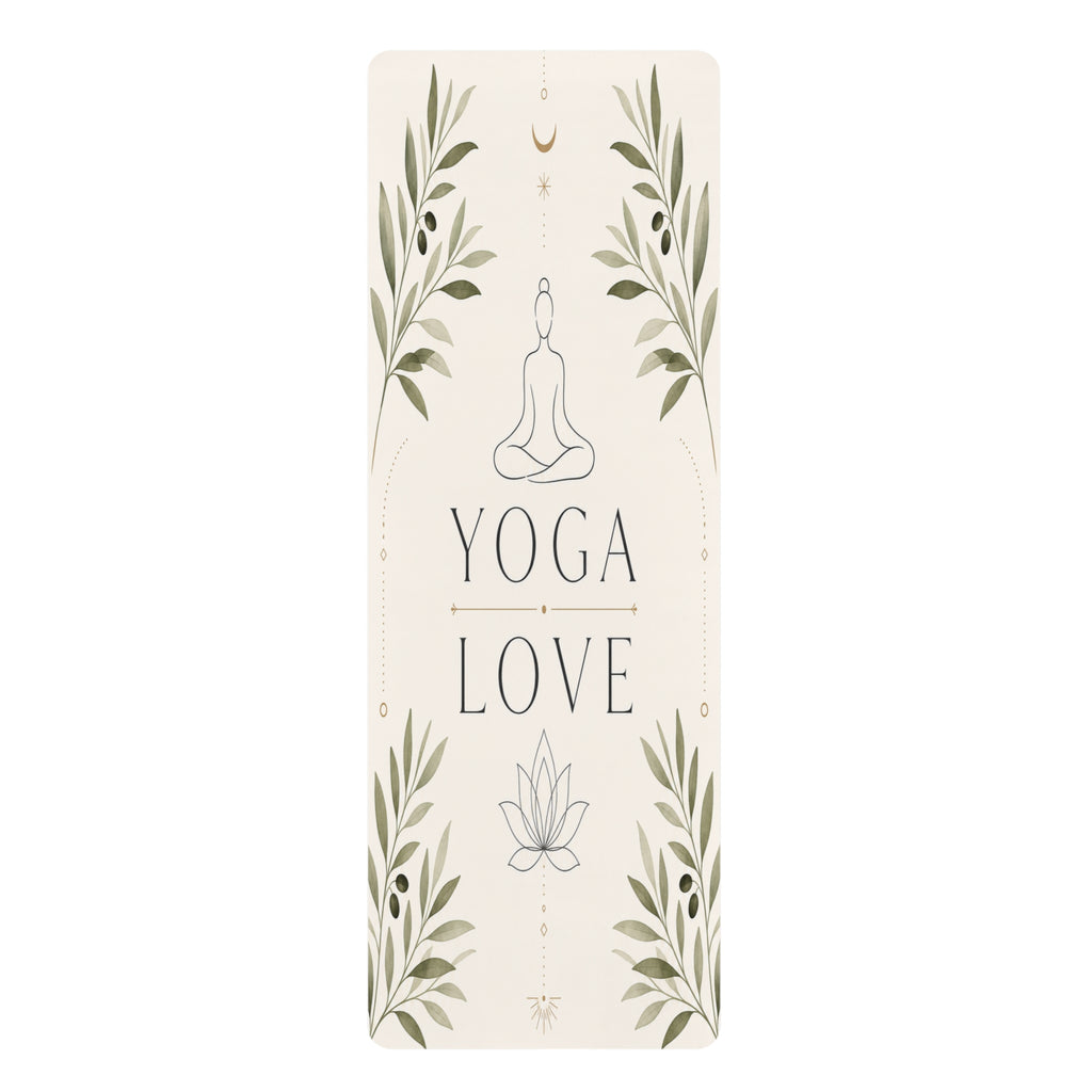 Yoga Love lotus meditation design Rubber Mat | botanical yoga mat