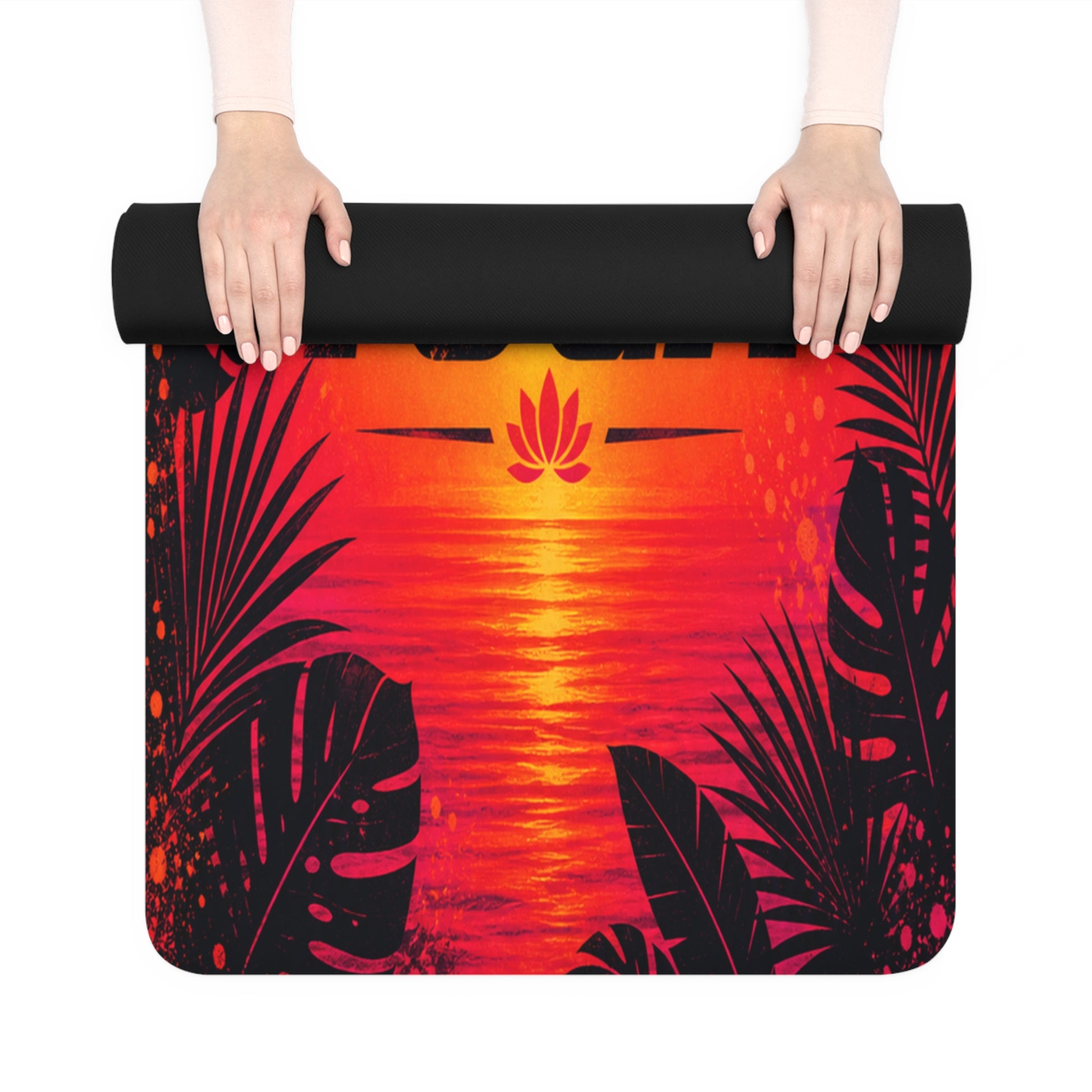 Best Non-Slip Yoga Mat for Home Workouts & Daily Practice | Tropical sunset hot yoga mat | Tropical Sunset Hot Yoga Mat - Best Yoga Mats for Home Workouts
