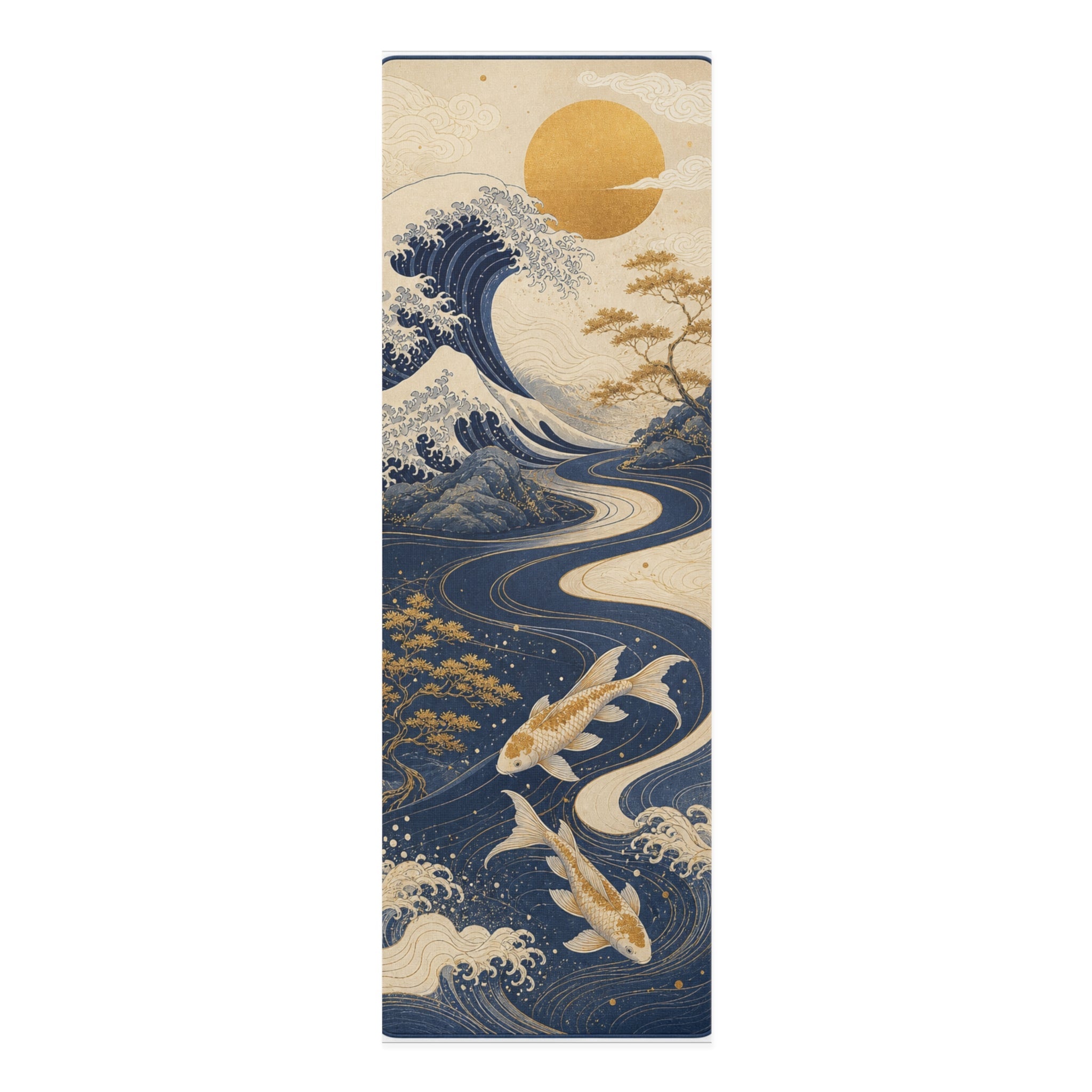 Celestial Yoga Mat for Women, Non Slip Exercise Mat, Meditation & Fitness Gift | Japanese-Inspired Sun and River Design Printify