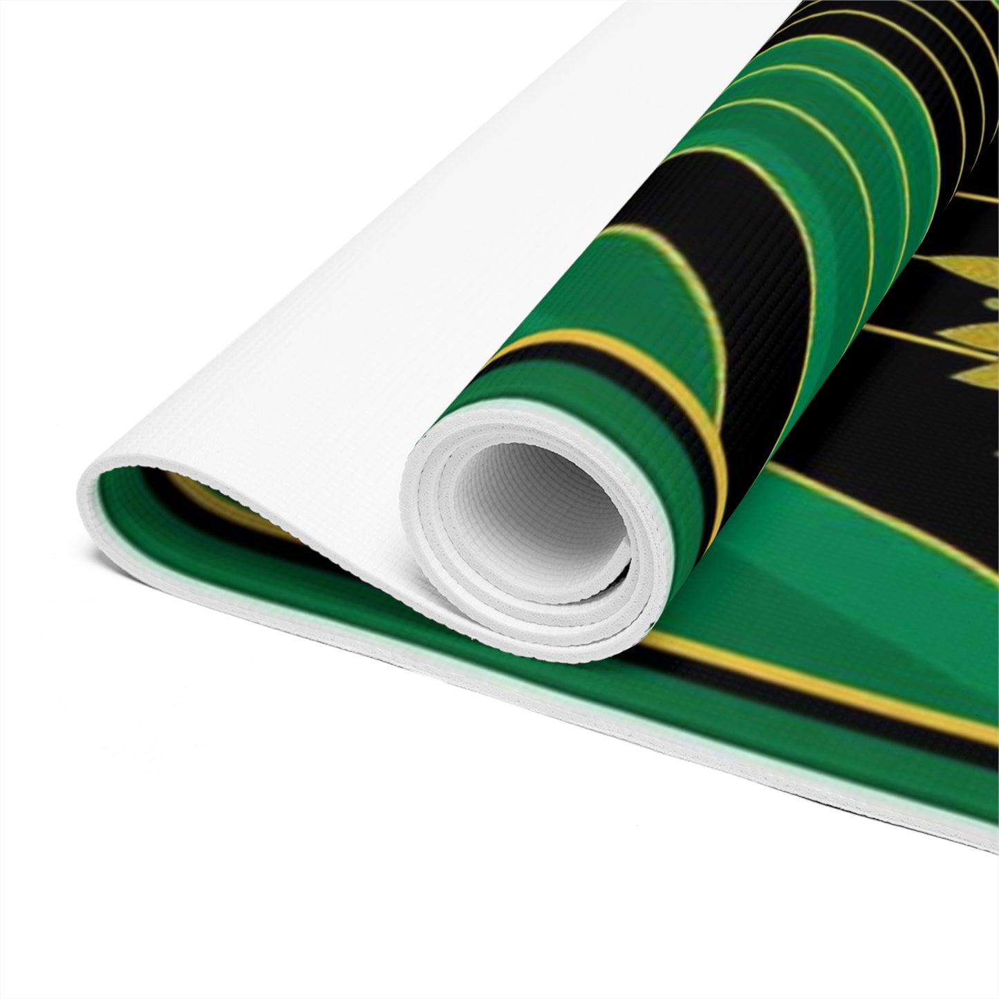 Art Deco Green Fan Pattern Foam Yoga Mat | Retro Geometric Exercise Mat - Best Yoga Mats for Home Workouts