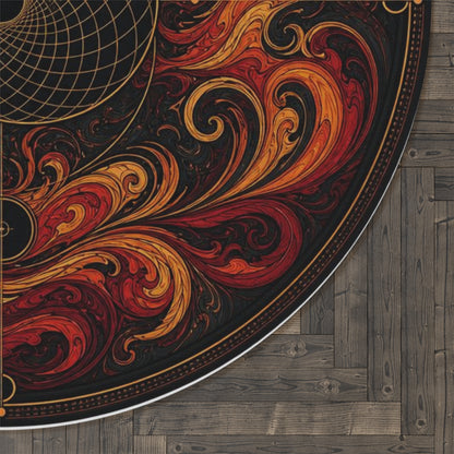 Fiery Phoenix Mandala Round Rug | Mystical Boho Home Décor Printify