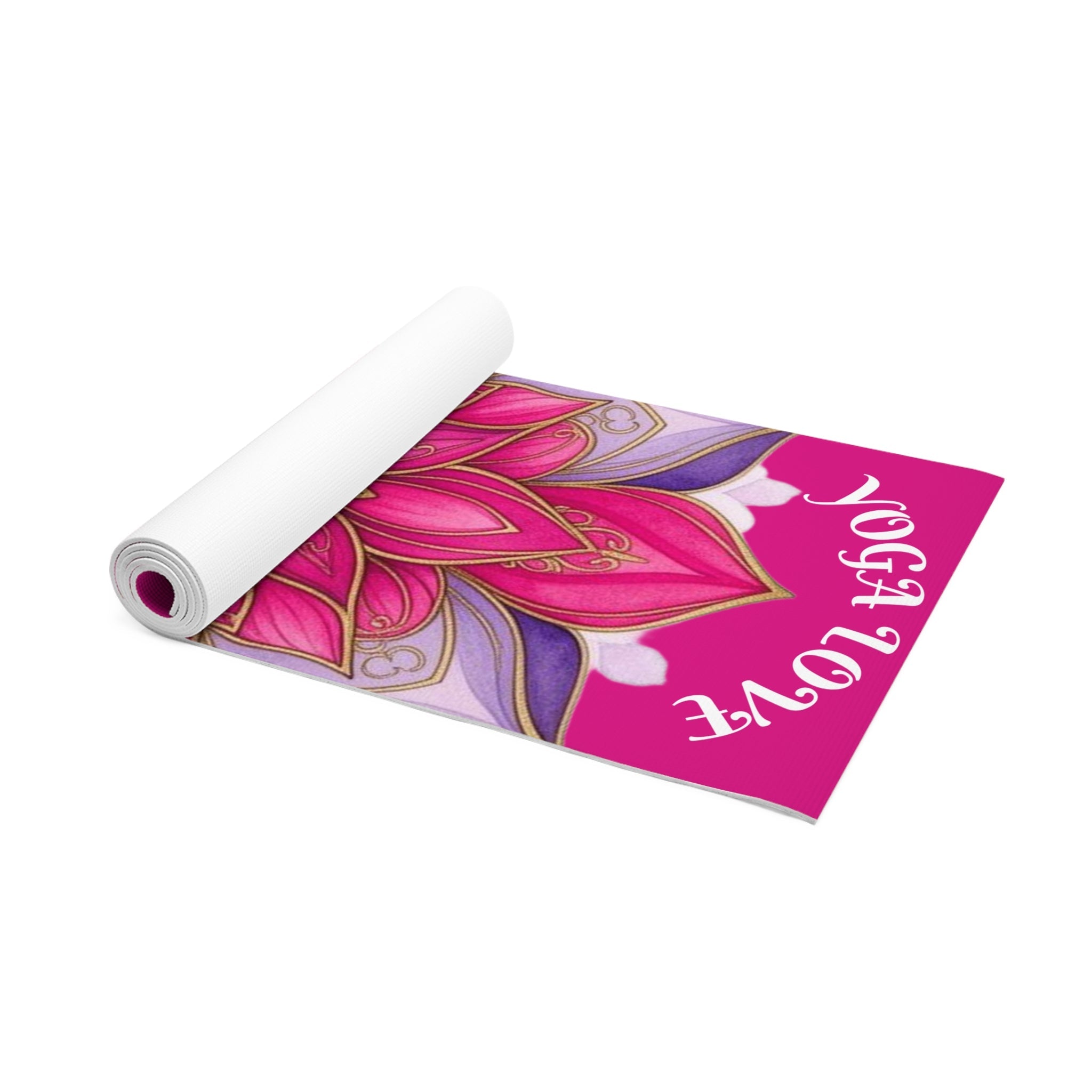 Yoga Mat |  Non-Slip Fitness Mat for Women, Meditation & Wellness Gift, Home Workout Essential | Pink Lotus Mandala Printify