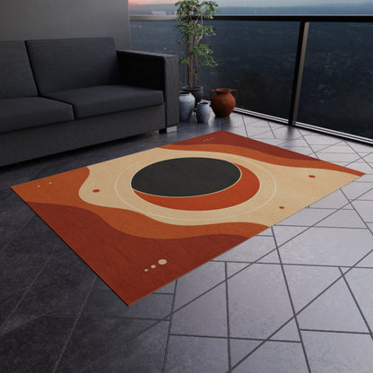 Abstract Retro Sunset Outdoor Rug | Mid Century Modern Patio Mat Printify