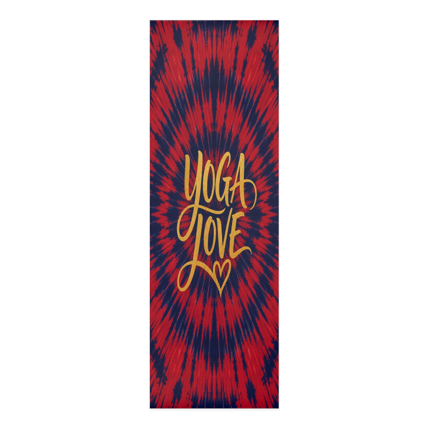 Yoga Love script heart Foam Yoga Mat | red navy tie-dye - Best Yoga Mats for Home Workouts