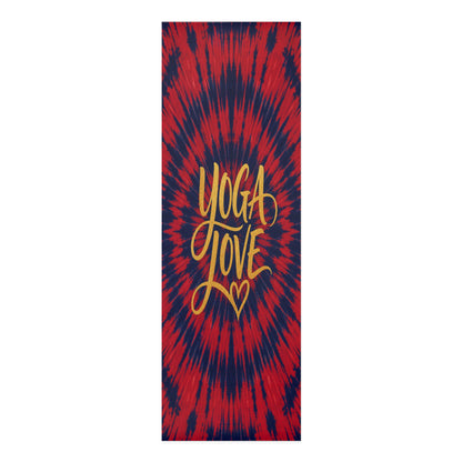 Yoga Love script heart Foam Yoga Mat | red navy tie-dye - Best Yoga Mats for Home Workouts
