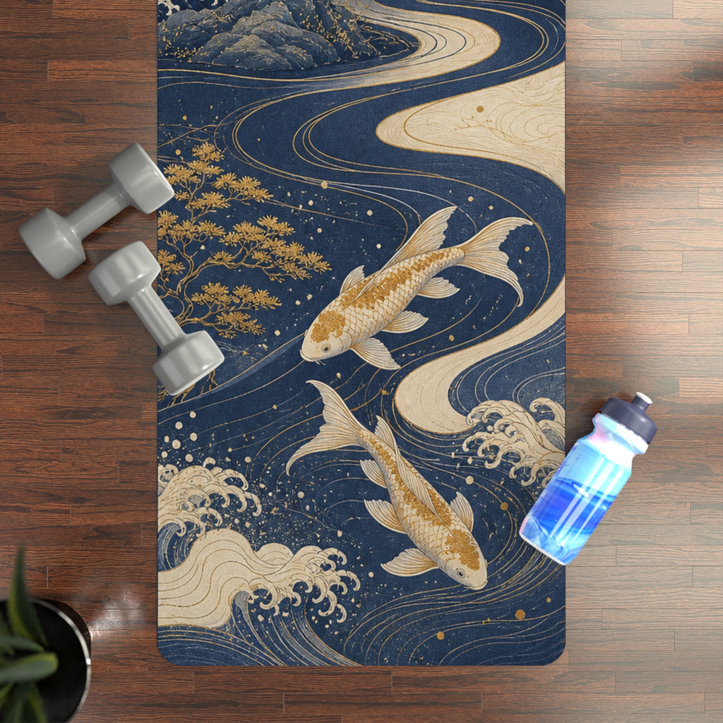 Celestial Yoga Mat for Women, Non Slip Exercise Mat, Meditation & Fitness Gift| Japanese Inspired Ocean Koi Design Printify