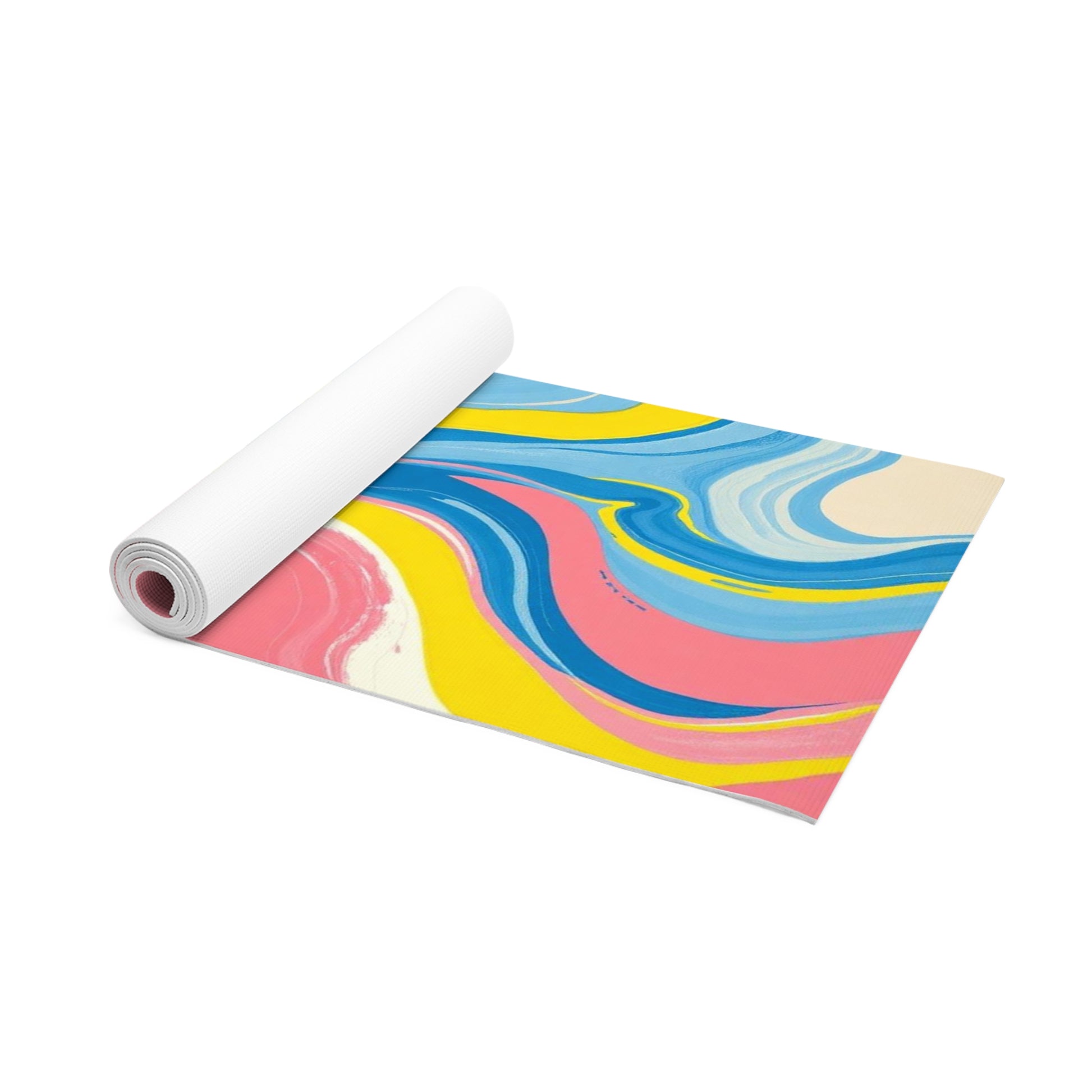 Colorful Marble Swirl Foam Yoga Mat | Abstract Pink Blue Yellow Pattern - Best Yoga Mats for Home Workouts