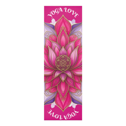 Pink lotus mandala yoga mat for women, non-slip fitness and meditation mat, ideal for home workouts and wellness.