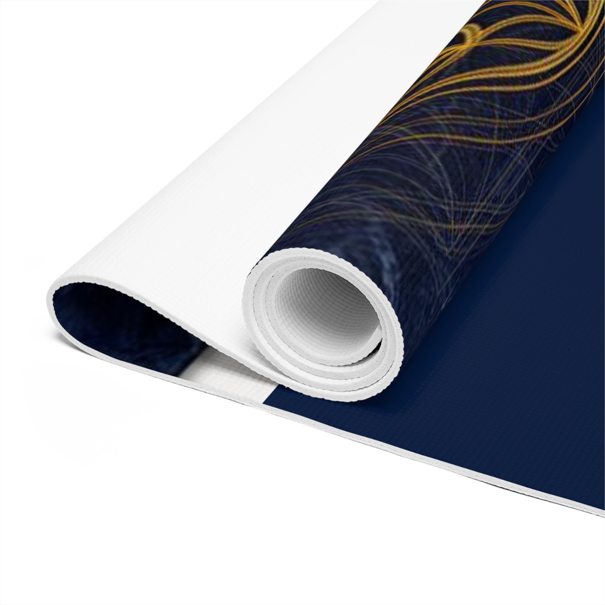 Flower of Life mandala Foam Yoga Mat | navy marble meditation mat - Best Yoga Mats for Home Workouts