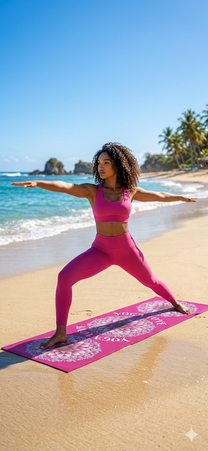 Nature-inspired Printify yoga mat with non-slip surface, perfect for mindfulness and exercise at home.